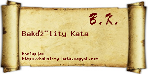 Bakálity Kata névjegykártya